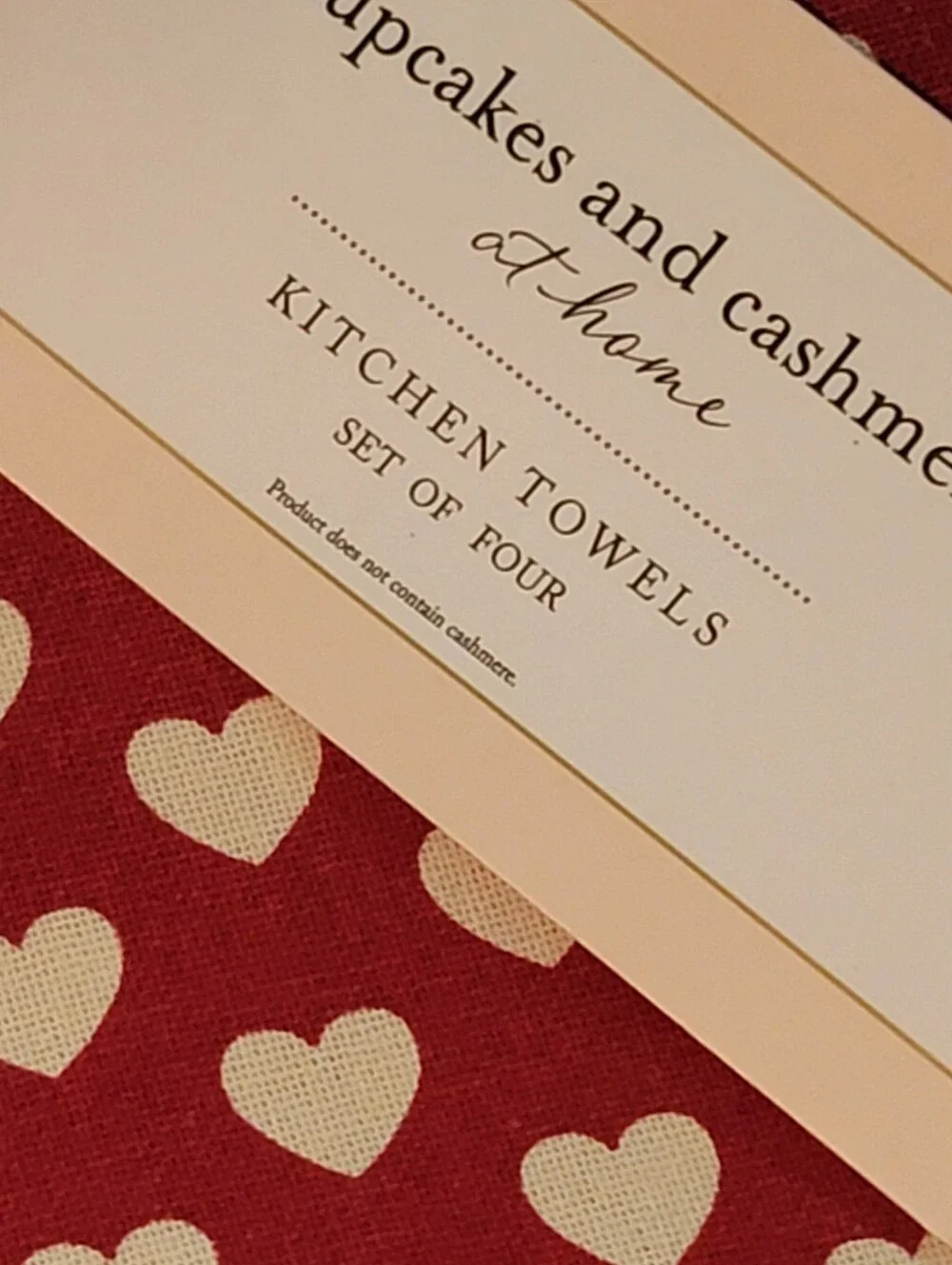 Cupcakes and Cashmere Valentine Hearts Kitchen Towel 4 Pack Cotton Red